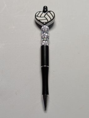 Hand Crafted Black and White Heart Volleyball Pen